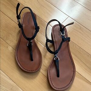Coach Black and Brown Leather Sandals
